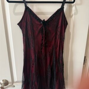 Lace Trim Red and Black dress
